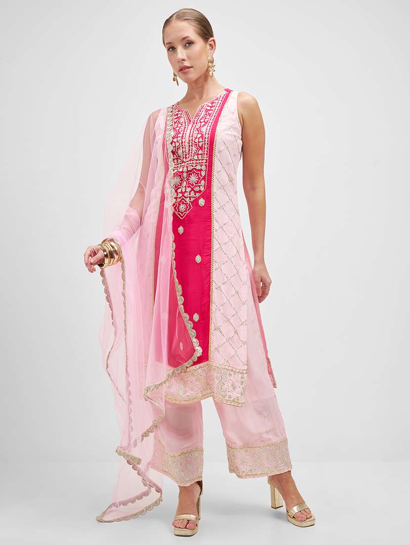 women pink kurta palazzo set set
