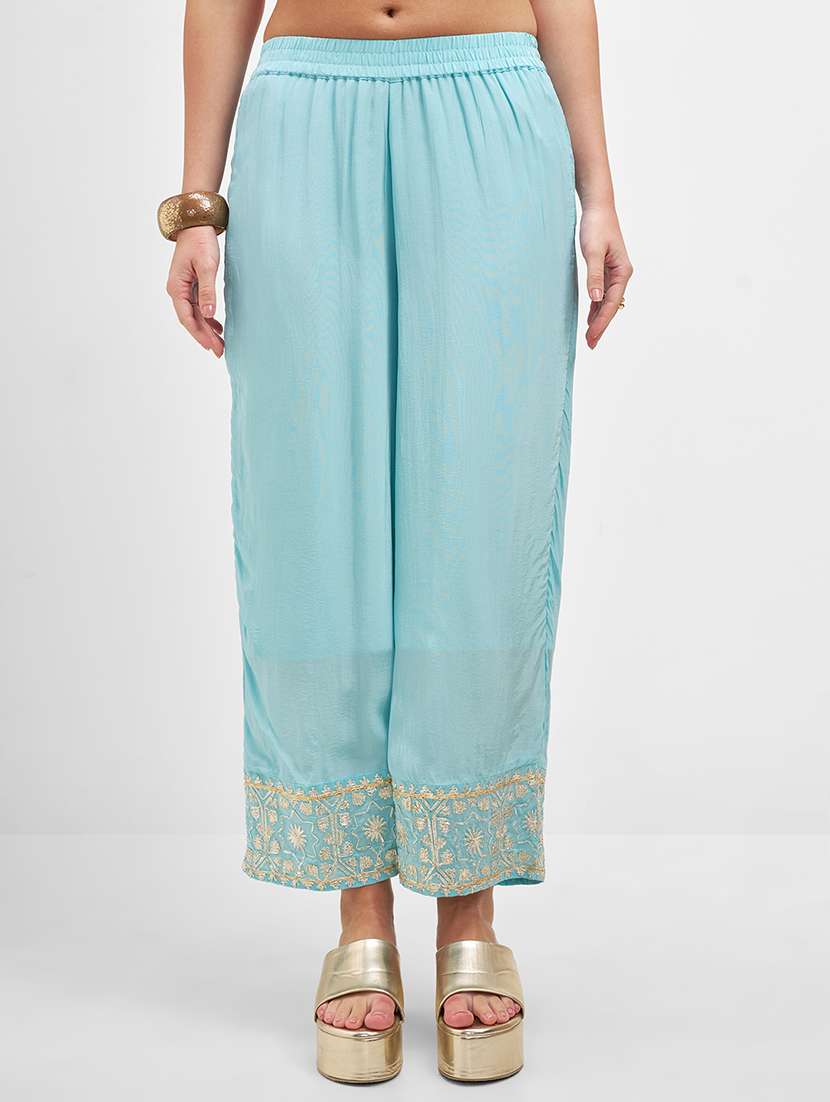 women teal kurta palazzo set set - 22471462 -  Standard Image - 5