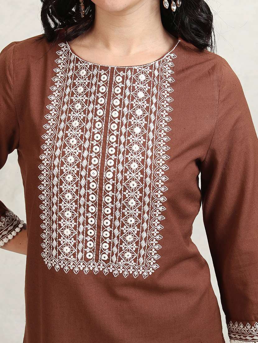 women brown kurta pant set - 22471465 -  Standard Image - 5