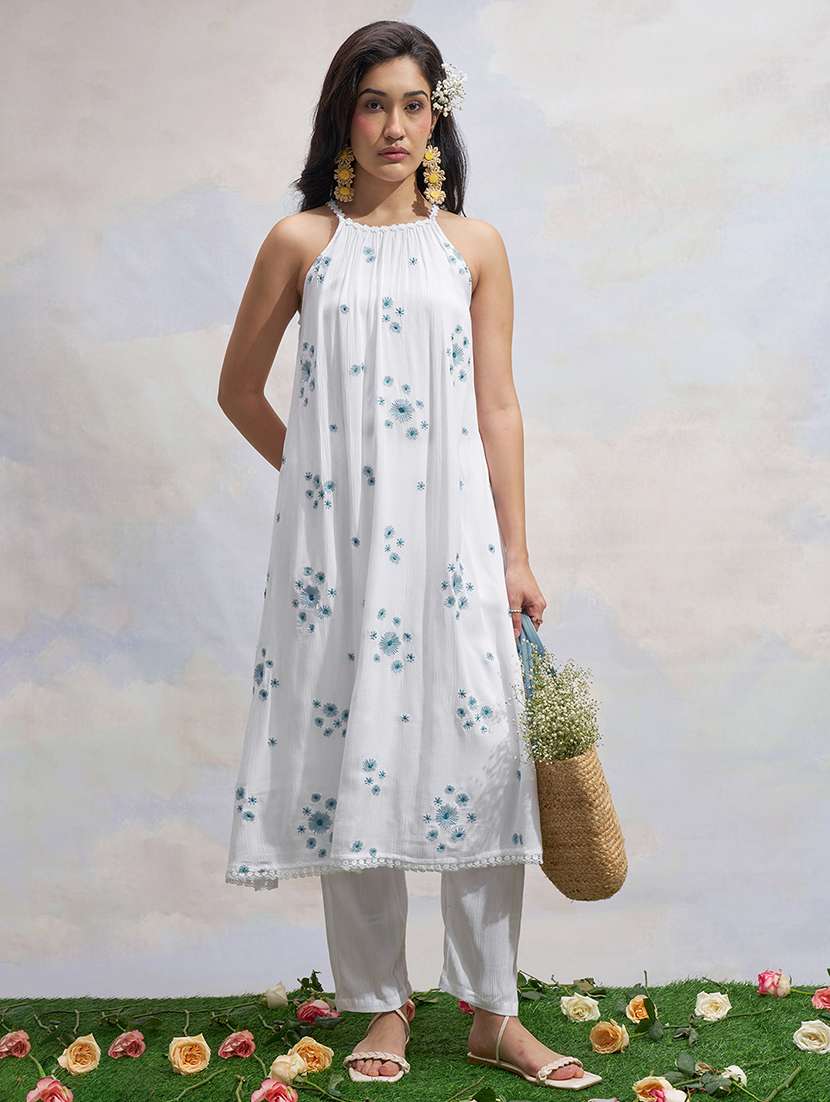 women white kurta pant set
