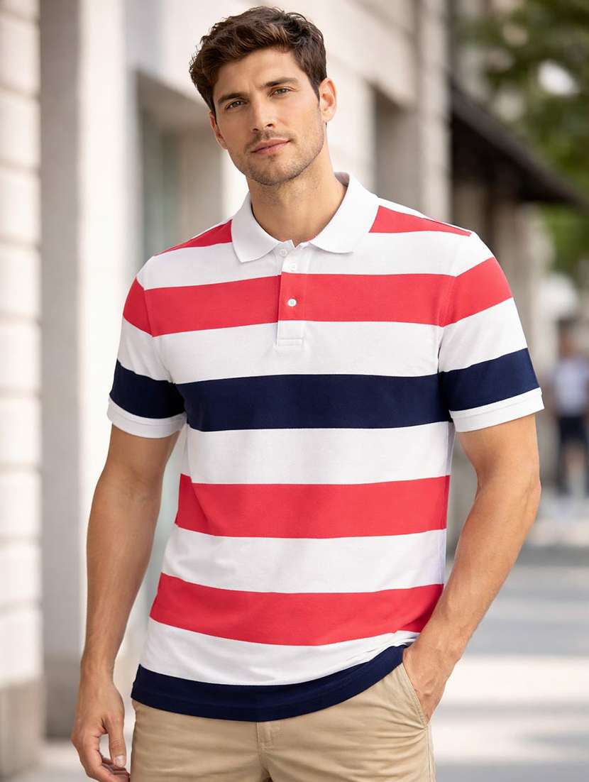 men multi colored cotton blend color block t-shirt