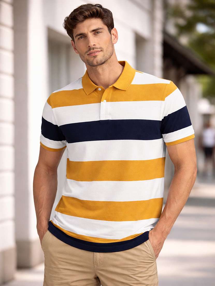 men multi colored cotton blend color block t-shirt