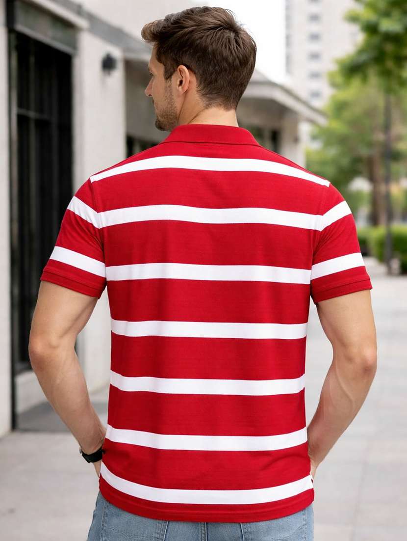 men striped short sleeve regular fit polo t-shirt - 22471571 -  Standard Image - 3