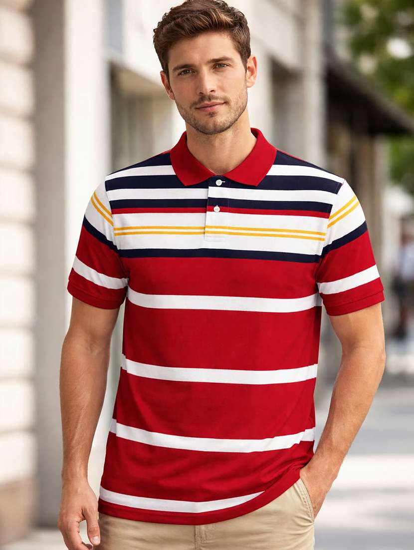 men multi colored cotton blend color block t-shirt