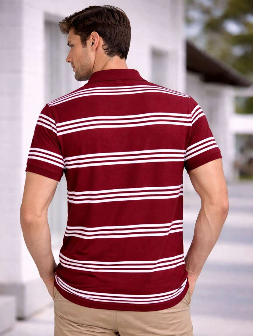 men maroon colored cotton blend color block t-shirt - 22471578 -  Standard Image - 3