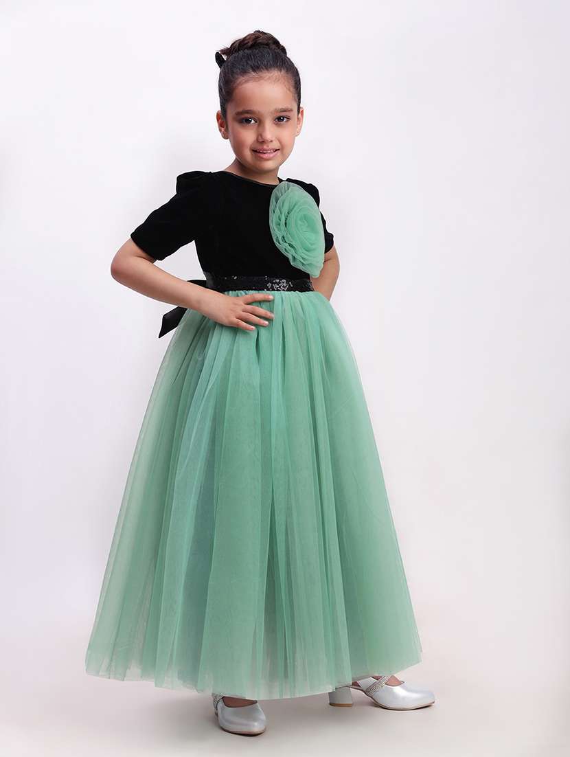 girl green satin party gown - 22471589 -  Standard Image - 3