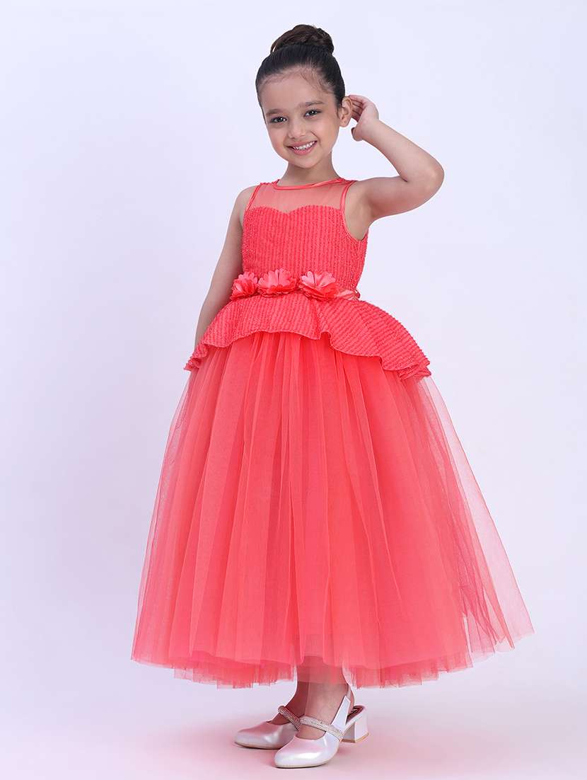 girl red satin party gown - 22471590 -  Standard Image - 3