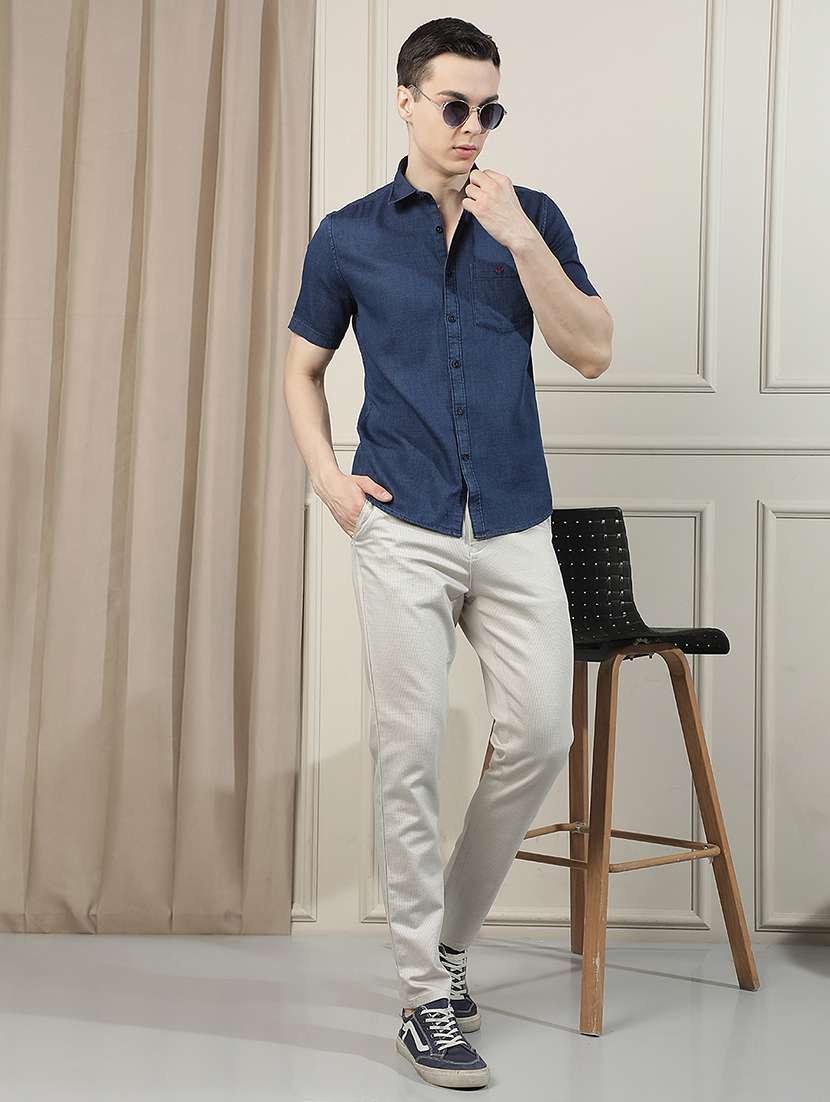 men solid short sleeve slim fit casual shirt - 22471604 -  Standard Image - 5