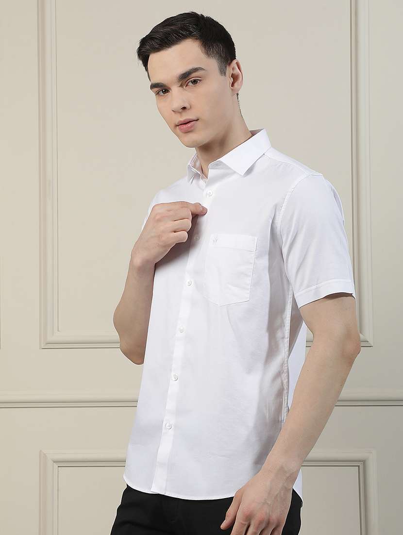 men solid short sleeve slim fit casual shirt - 22471607 -  Standard Image - 5