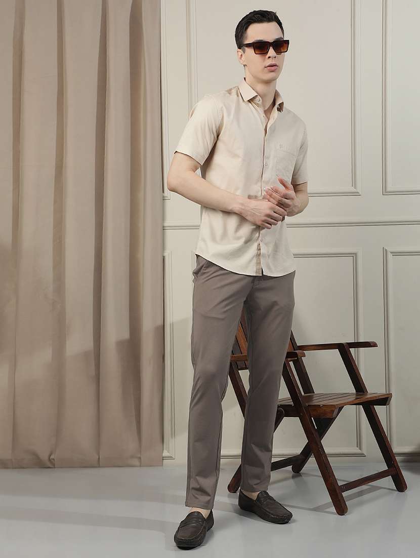 men solid mid rise chinos casual trouser - 22471616 -  Standard Image - 5