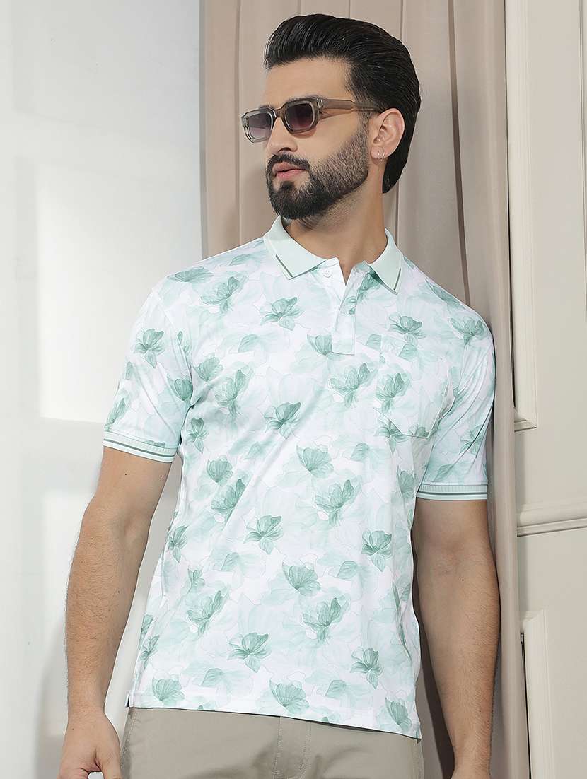 men floral short sleeve regular fit polo t-shirt