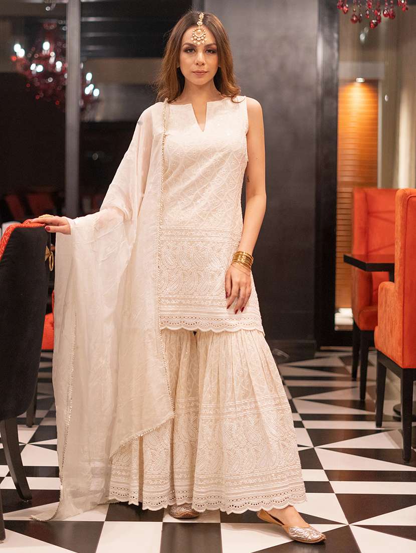 women off white suit set