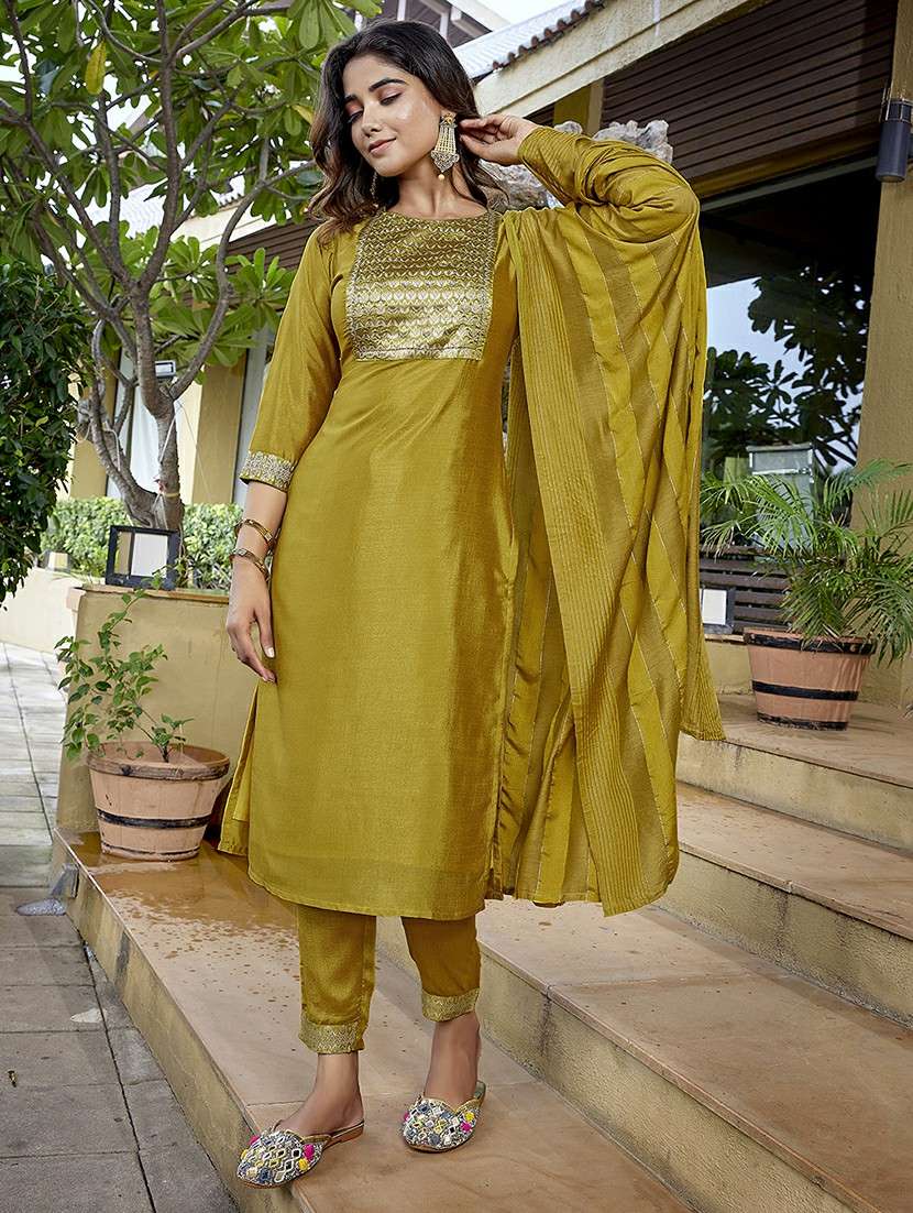 women mustard suit set