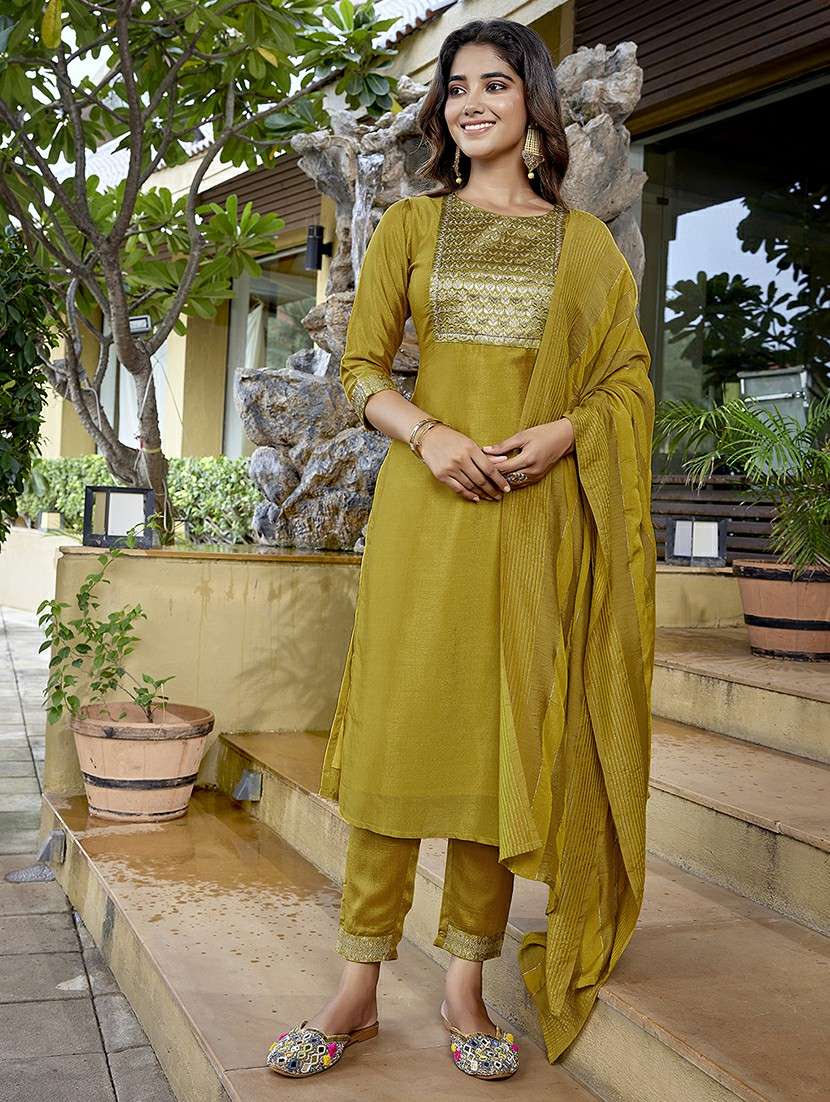 women mustard suit set - 22471663 -  Standard Image - 3