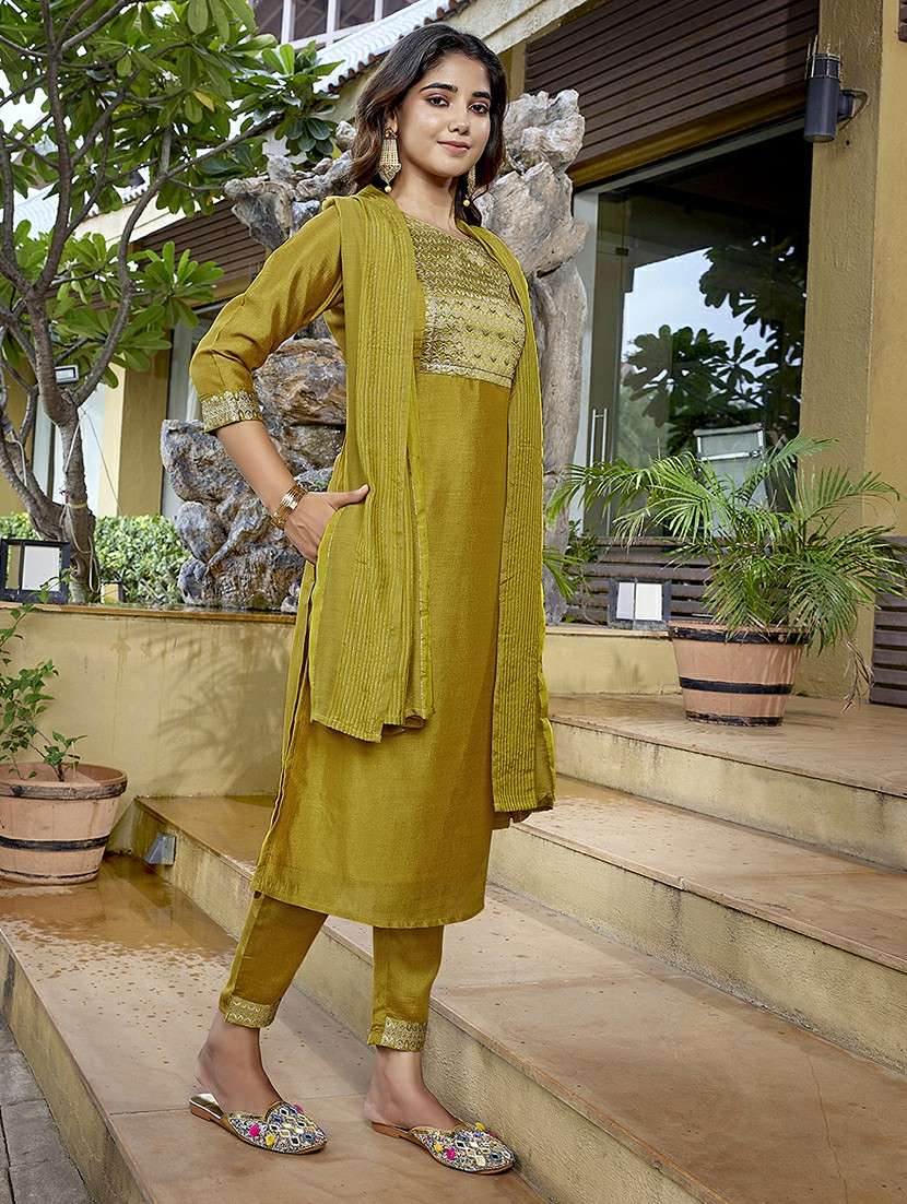 women mustard suit set - 22471663 -  Standard Image - 5