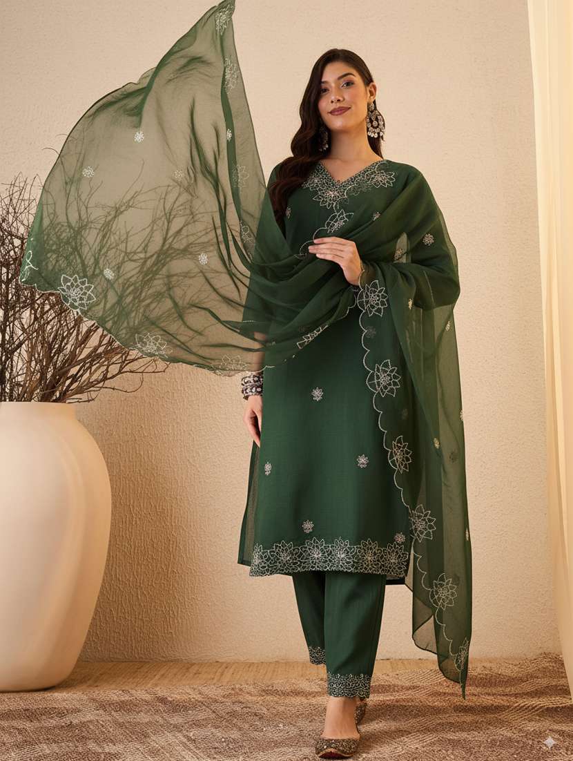 women olive suit set - 22471751 -  Standard Image - 3