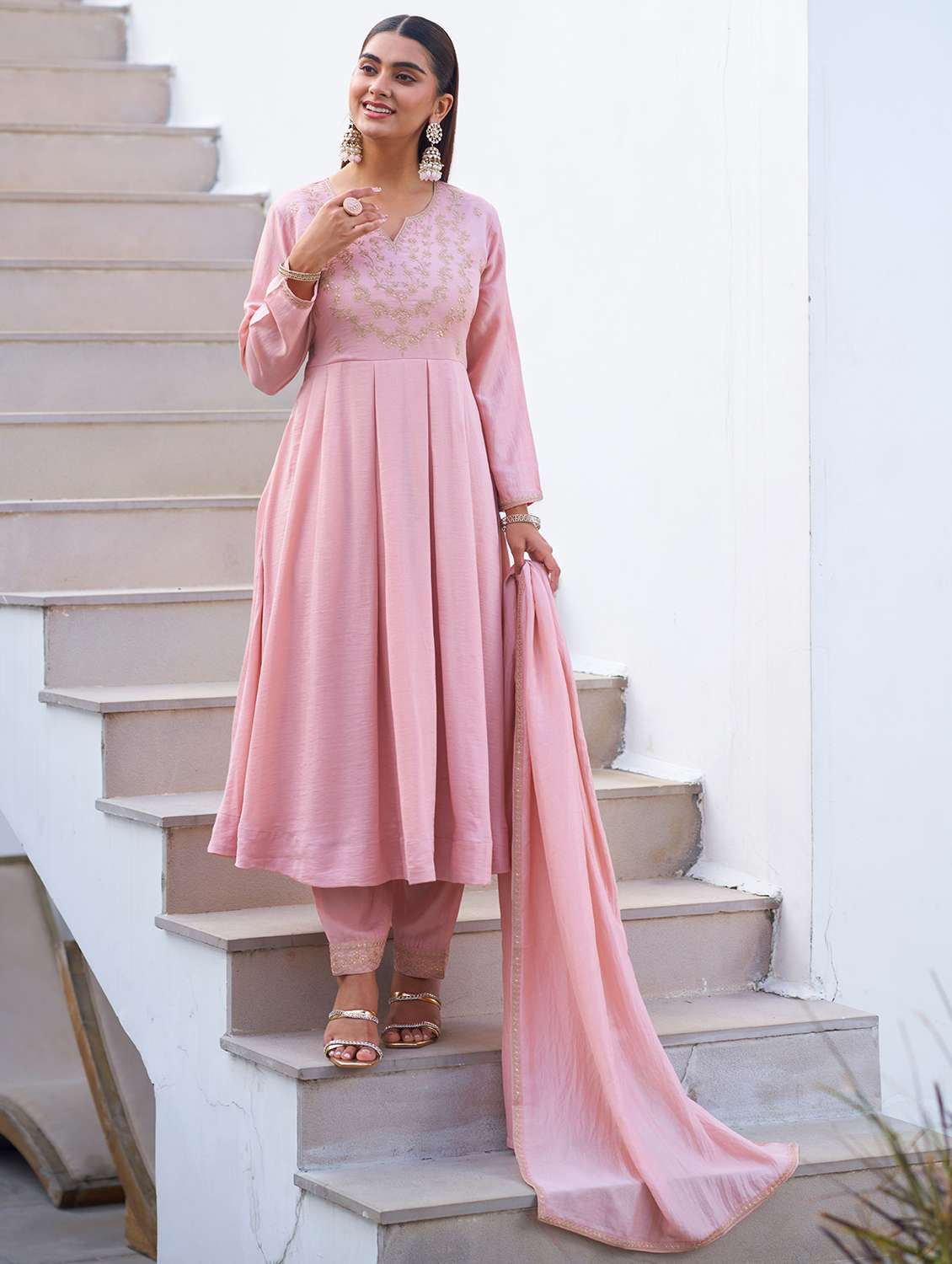 women peach suit set - 22471755 -  Standard Image - 3