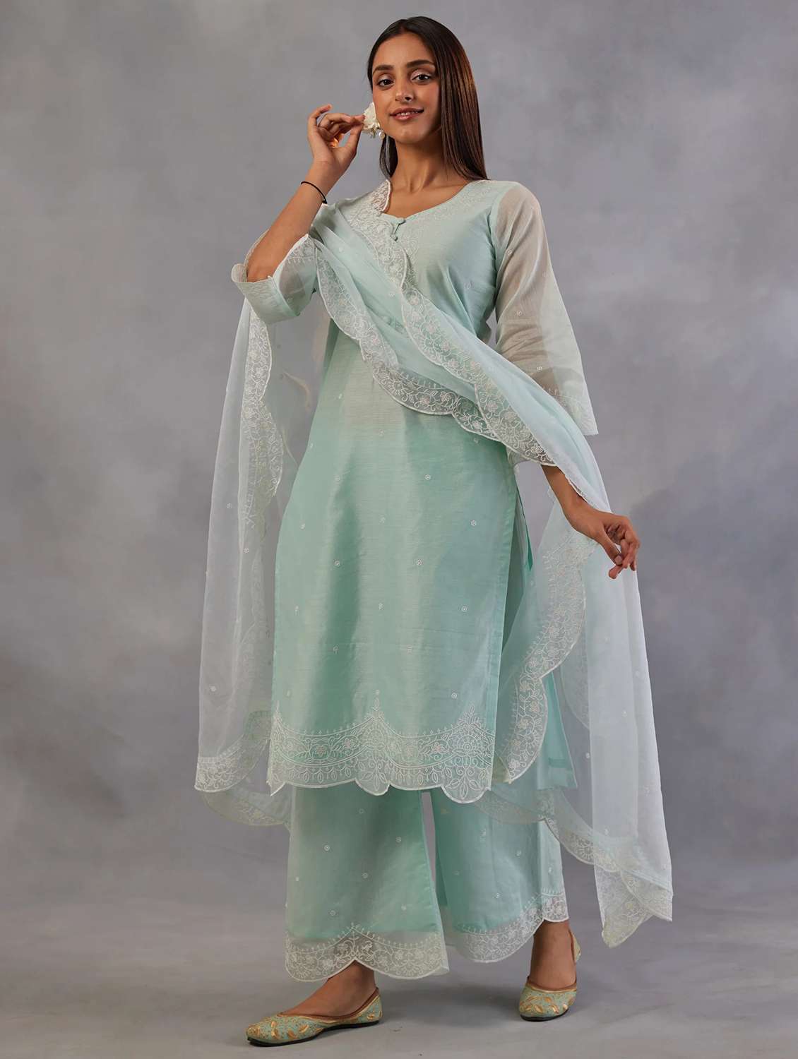 women sea green suit set - 22471760 -  Standard Image - 3