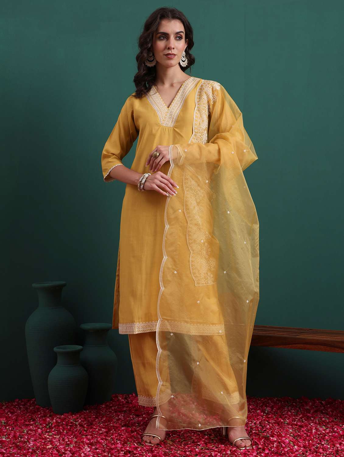 women yellow suit set