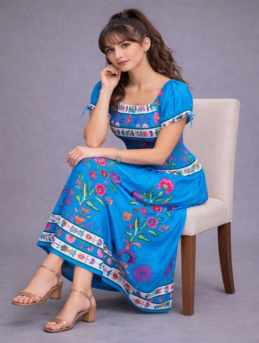 women cotton fit & flare dress