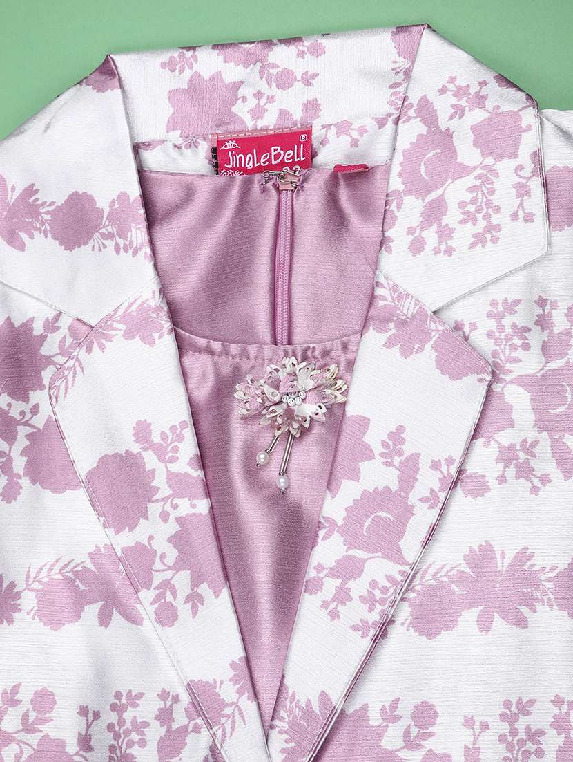 girls printed round neck top and skirt with jacket - 22472006 -  Standard Image - 3