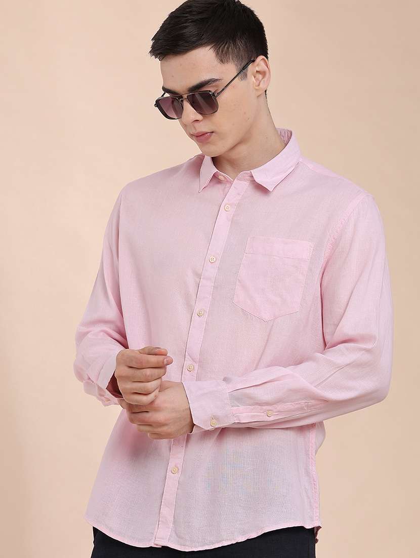 men solid long sleeve regular fit casual shirt