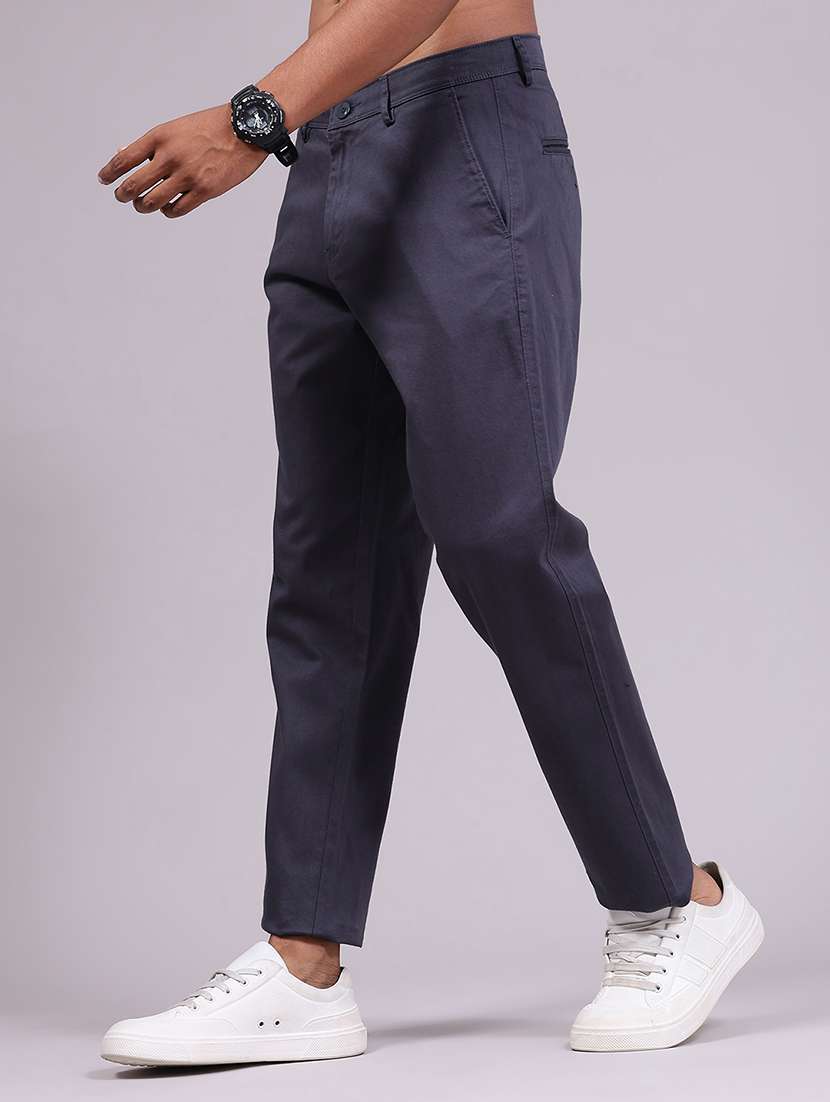 Men Solid Mid Rise Chinos Casual Trouser - 22472027 -  Standard Image - 3