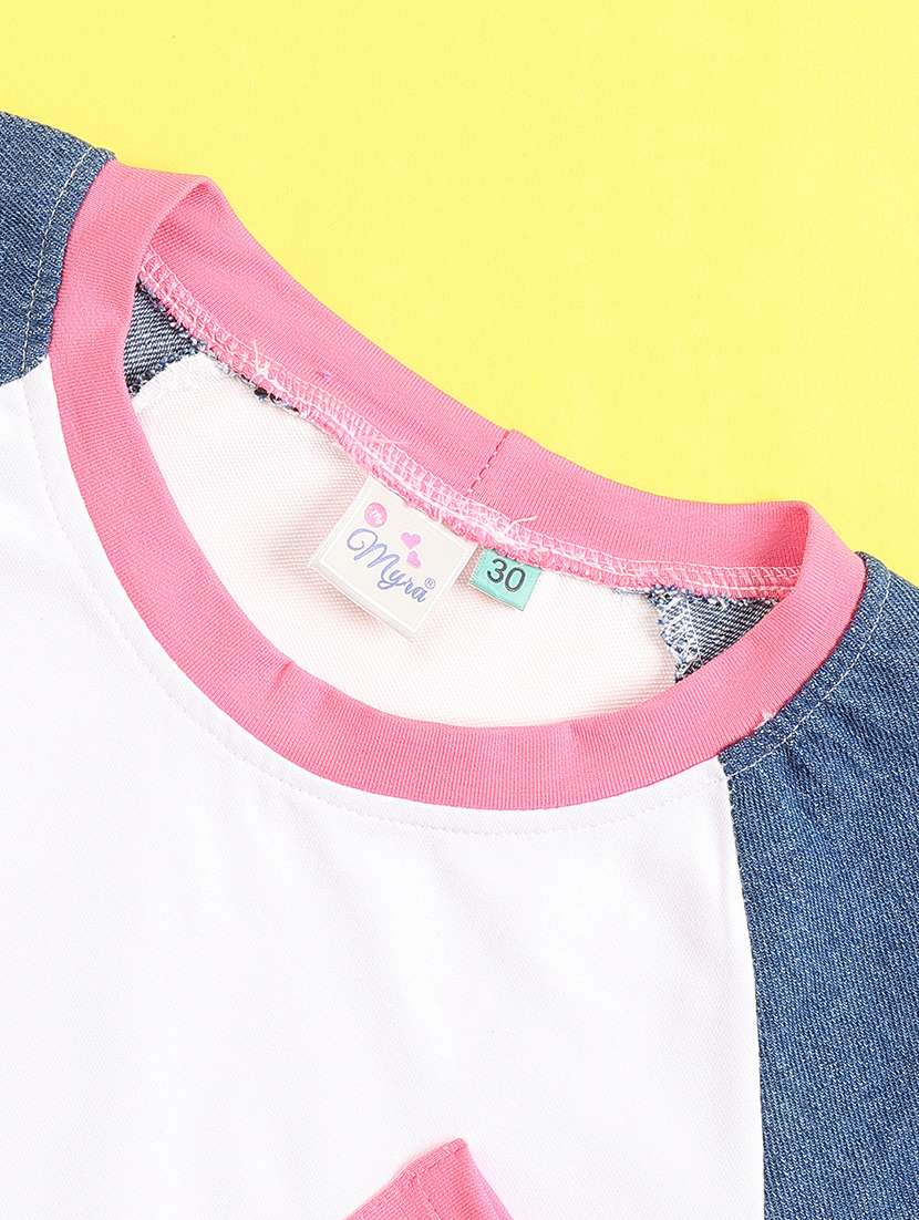 Girls Colourblocked Short Sleeves Full Length Set - 22472066 -  Standard Image - 5