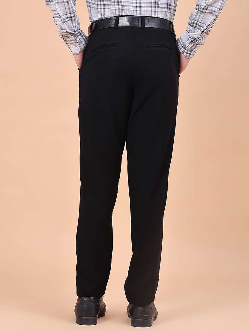 Men Solid Mid Rise Flat Front Formal Trouser - 22472091 -  Standard Image - 3
