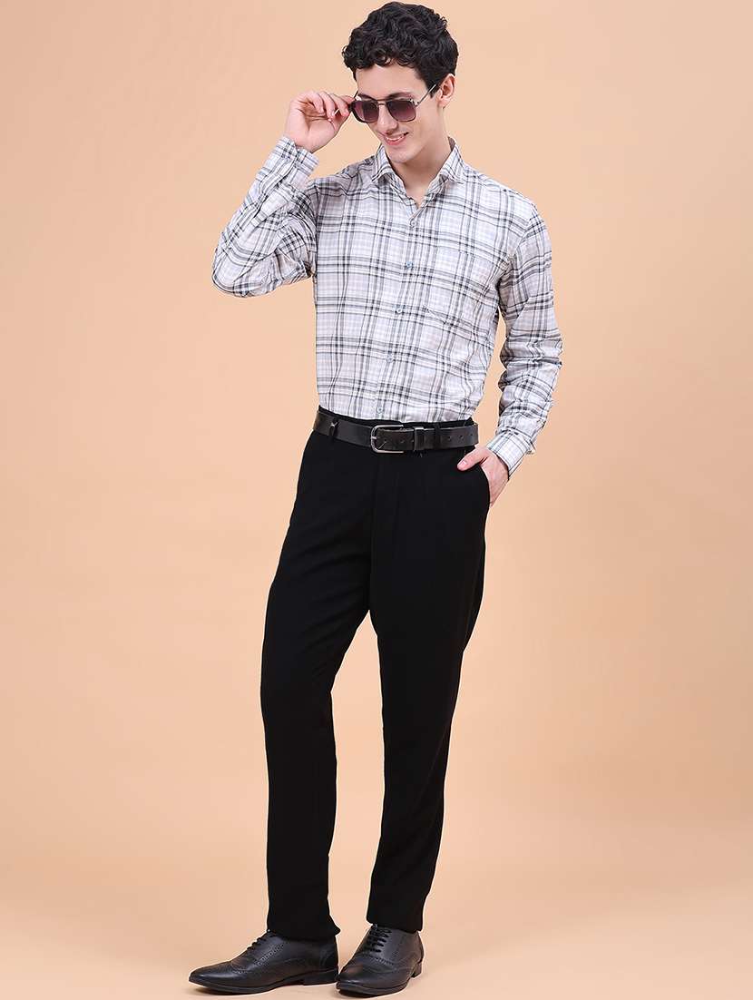 Men Solid Mid Rise Flat Front Formal Trouser - 22472091 -  Standard Image - 5