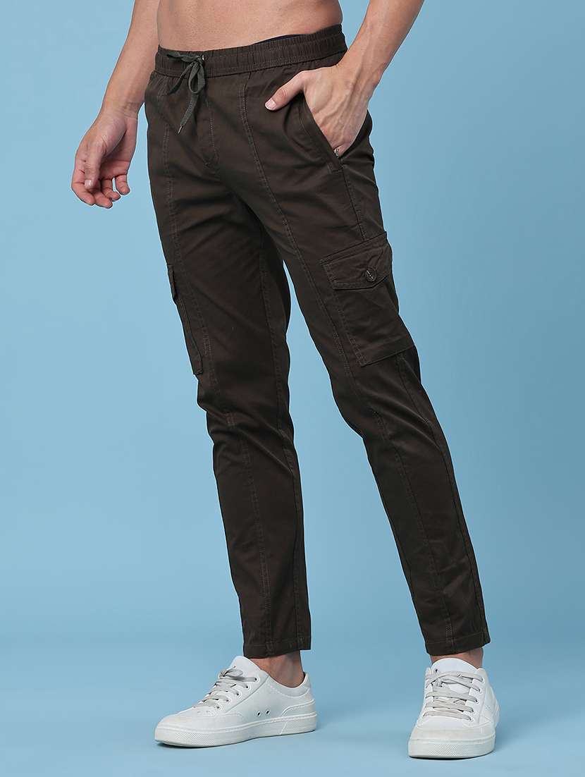 Men Solid Mid Rise Regular Fit Cargo Pant - 22472191 -  Standard Image - 3