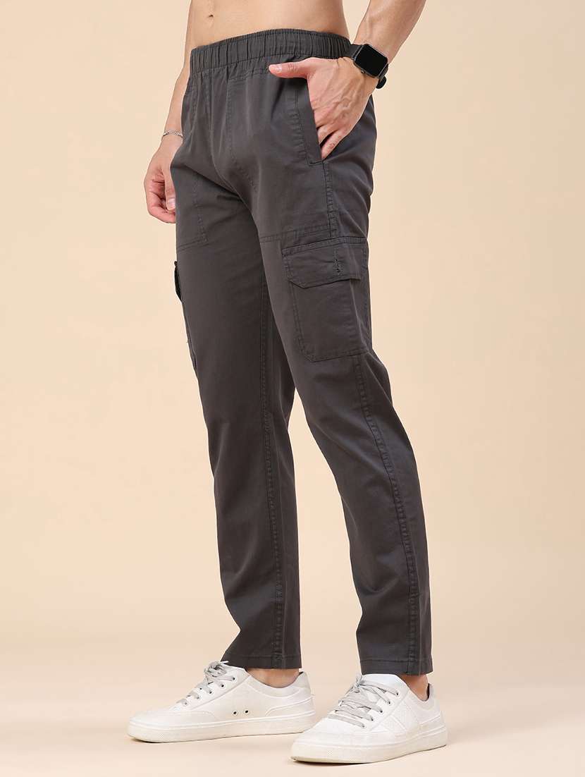 Men Solid Mid Rise Regular Fit Cargo - 22472206 -  Standard Image - 3