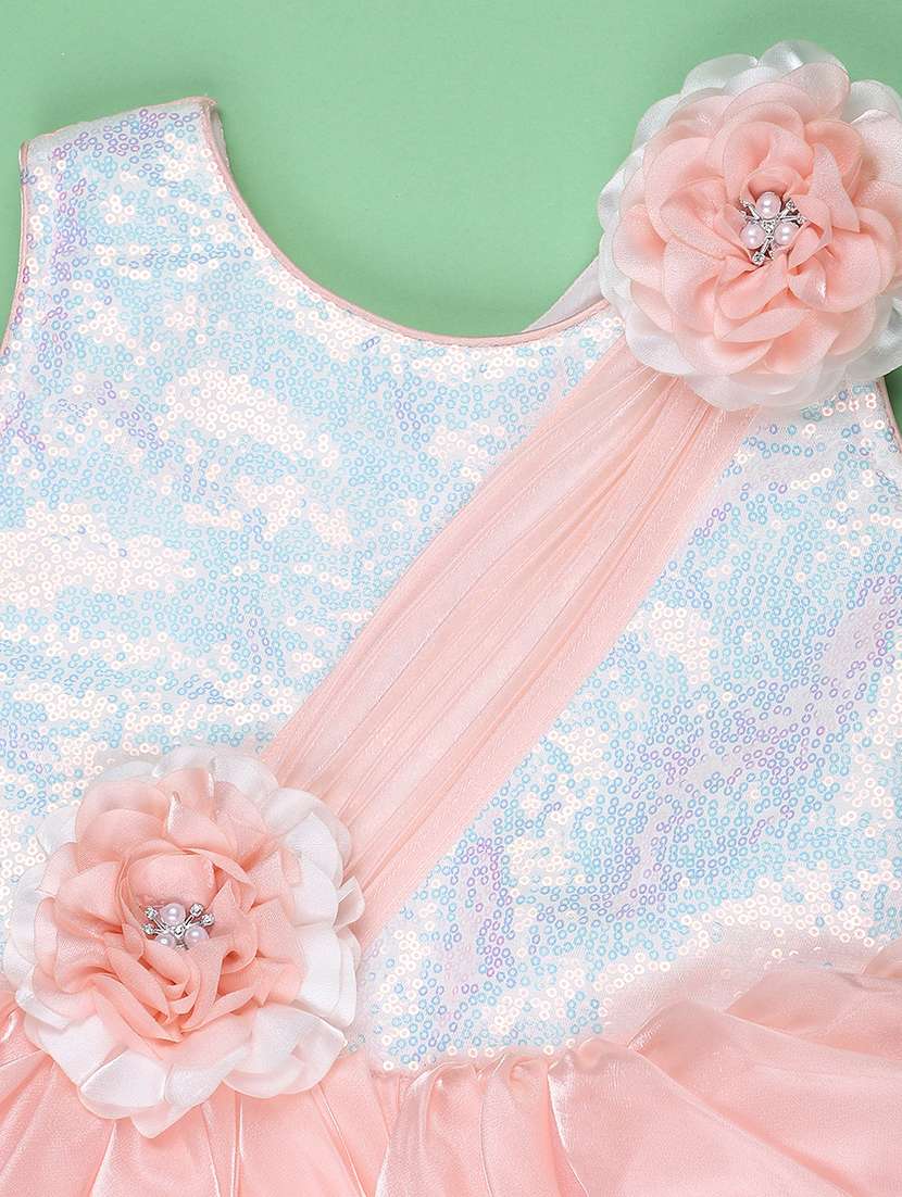 girls embellished sleeveless fit and flare frock - 22472280 -  Standard Image - 3