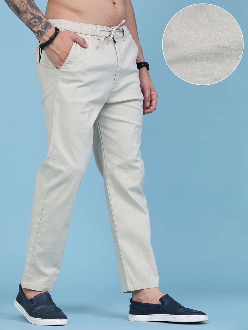 men solid mid rise flat front trouser - 22472282 -  Standard Image - 3