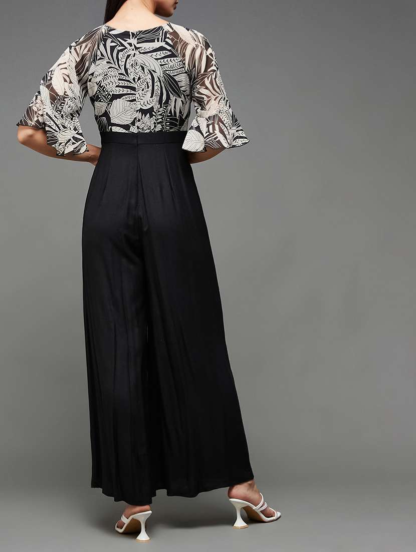 women printed v neck full leg jumpsuit - 22472383 -  Standard Image - 3