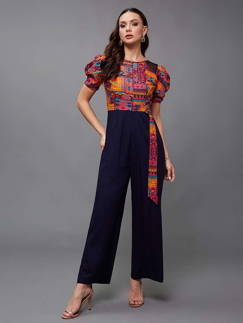 women multi viscose full leg jumpsuit
