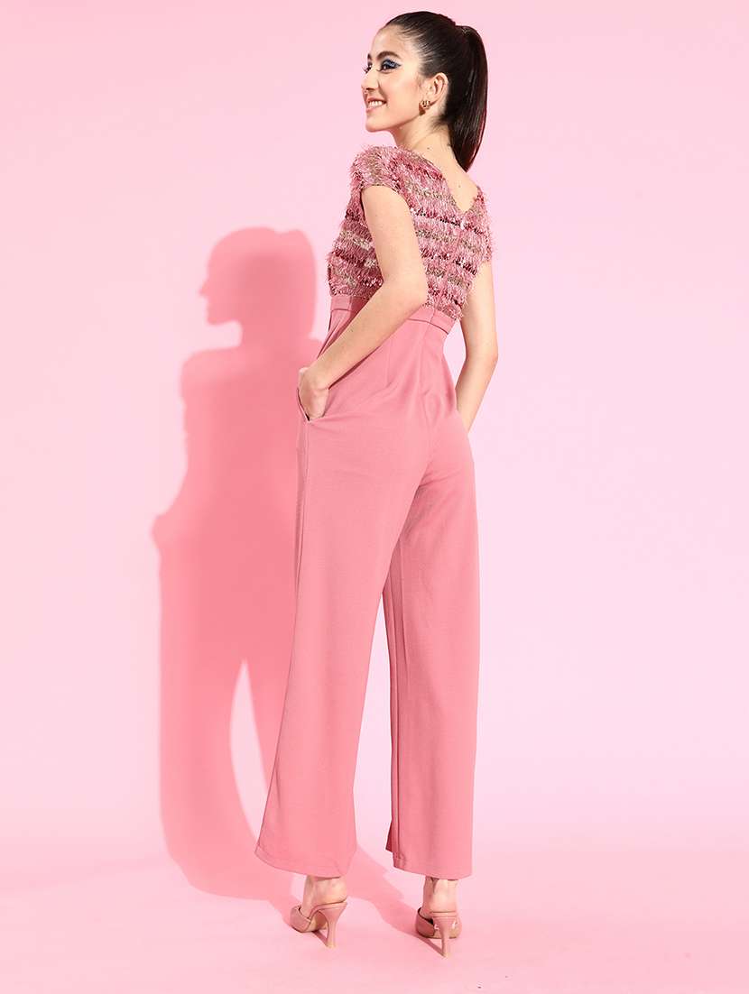women pink polyester full leg jumpsuit - 22472403 -  Standard Image - 3