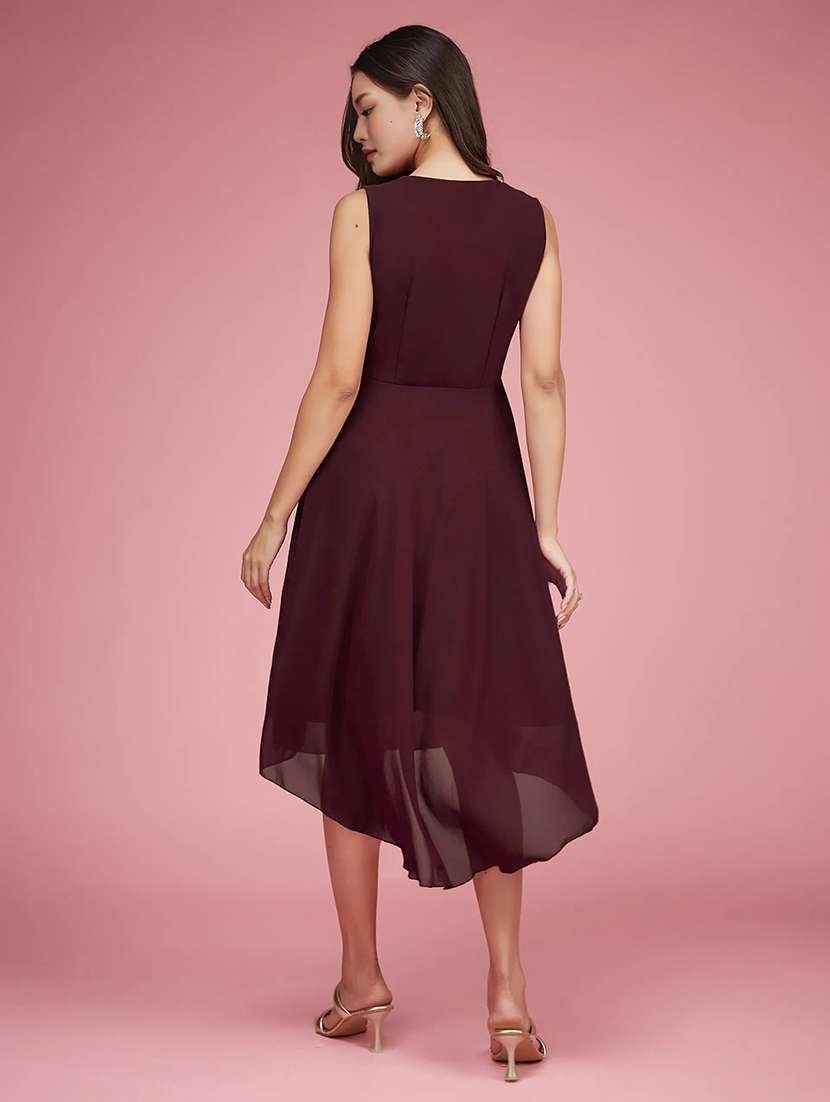 women maroon polyester a-line dress - 22472422 -  Standard Image - 3
