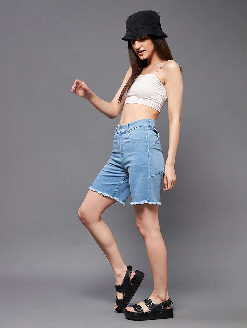women blue denim bermuda short - 22472423 -  Standard Image - 3