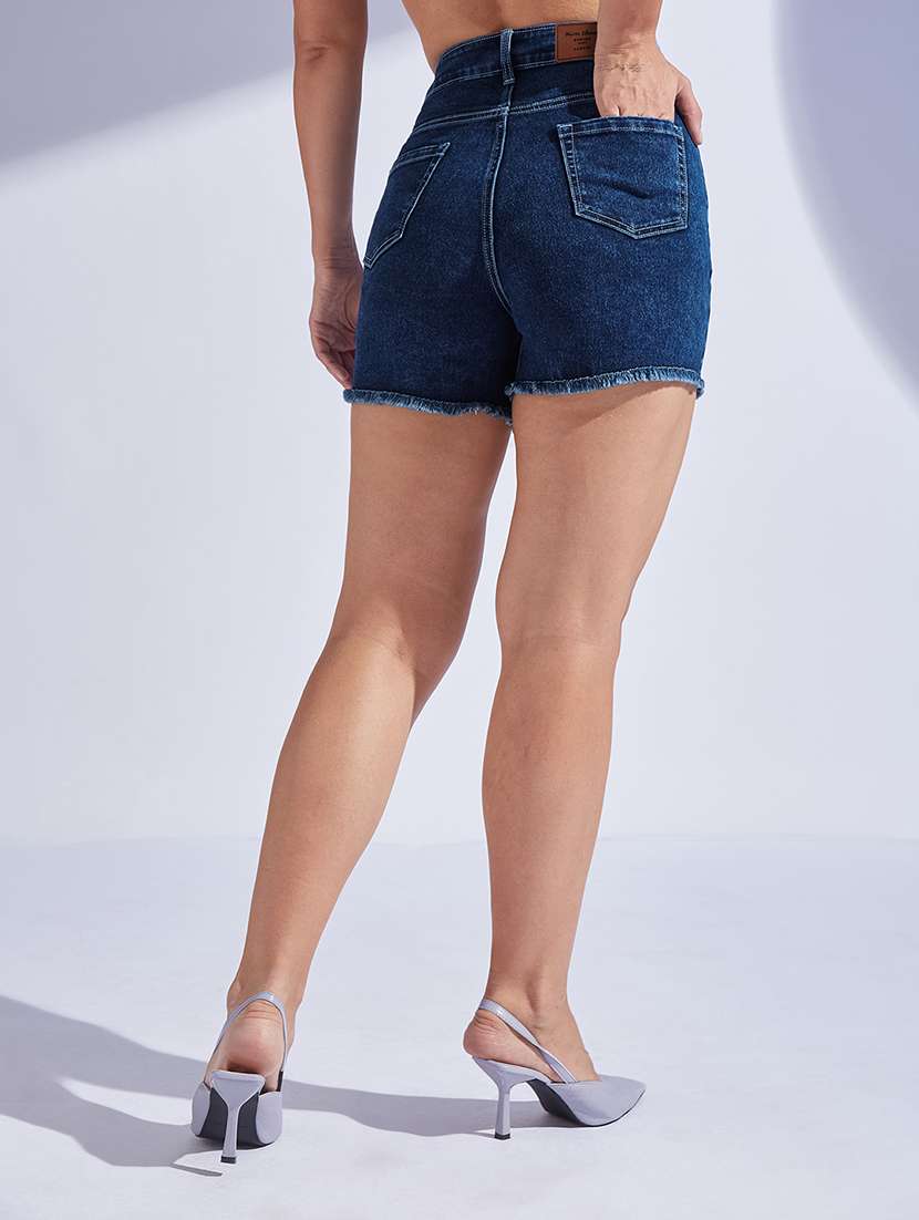women blue denim denim shorts short - 22472429 -  Standard Image - 3