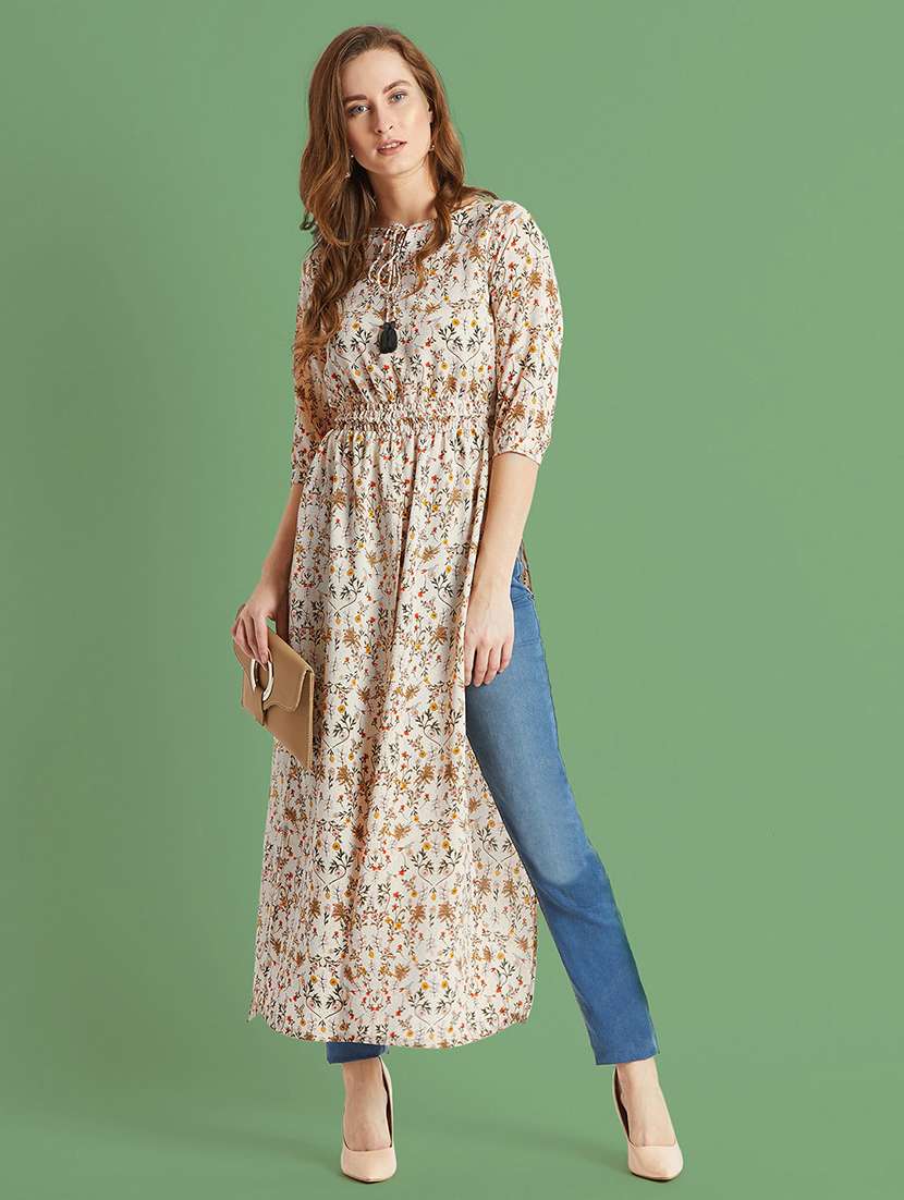 women floral multi colored crepe regular top