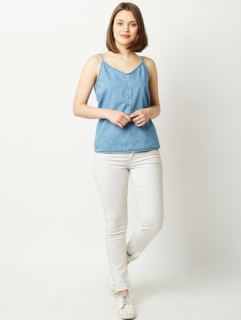 women blue denim regular top - 22472477 -  Standard Image - 5