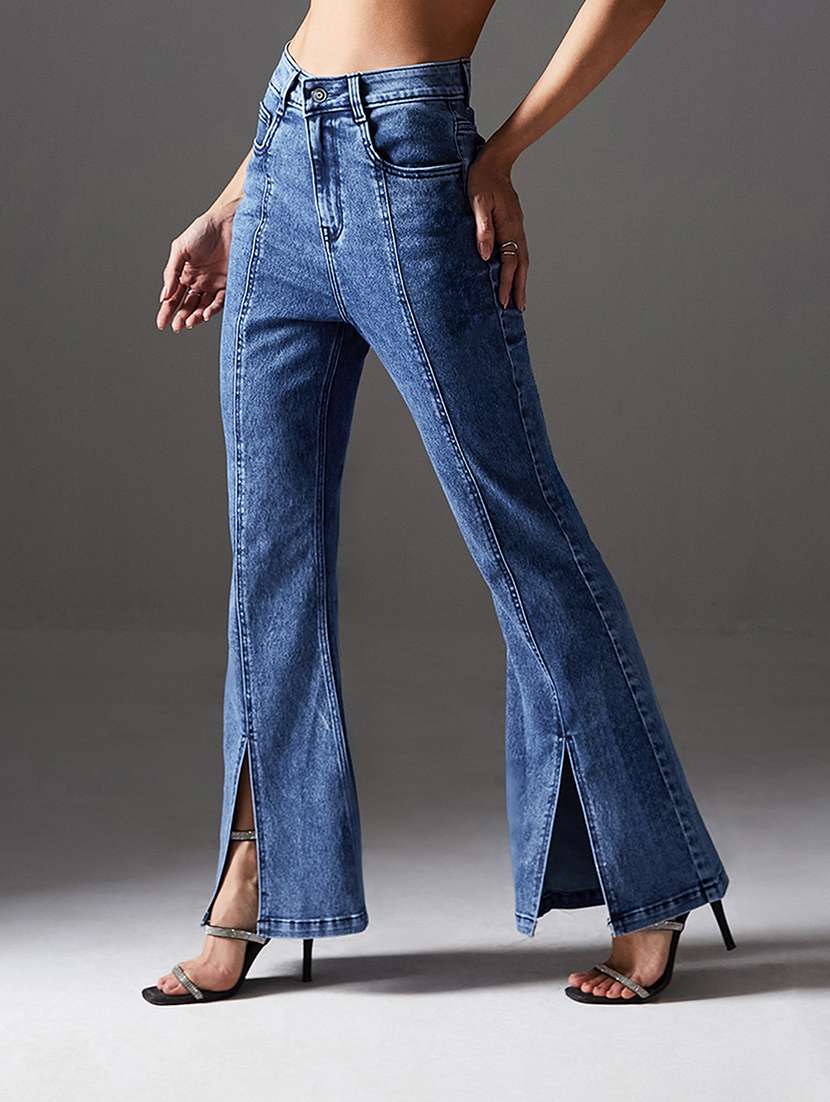 women navy blue denim jean