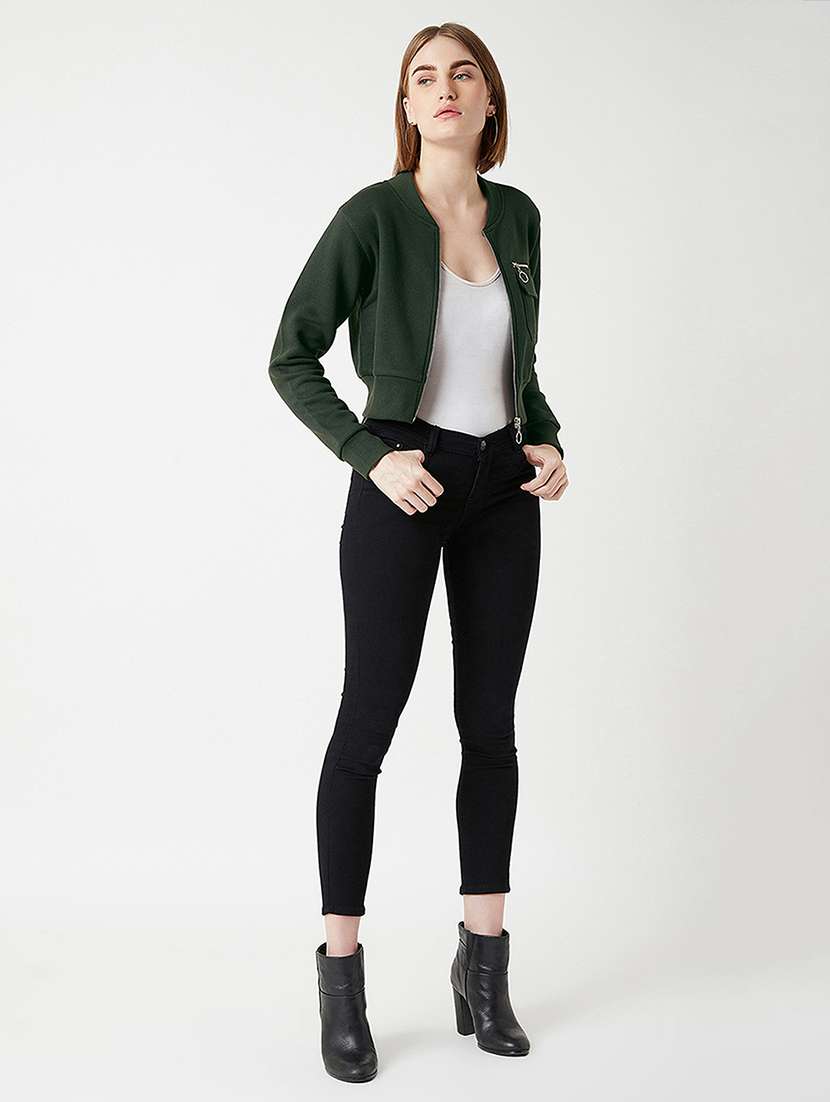 women green polyester biker jacket - 22472540 -  Standard Image - 3