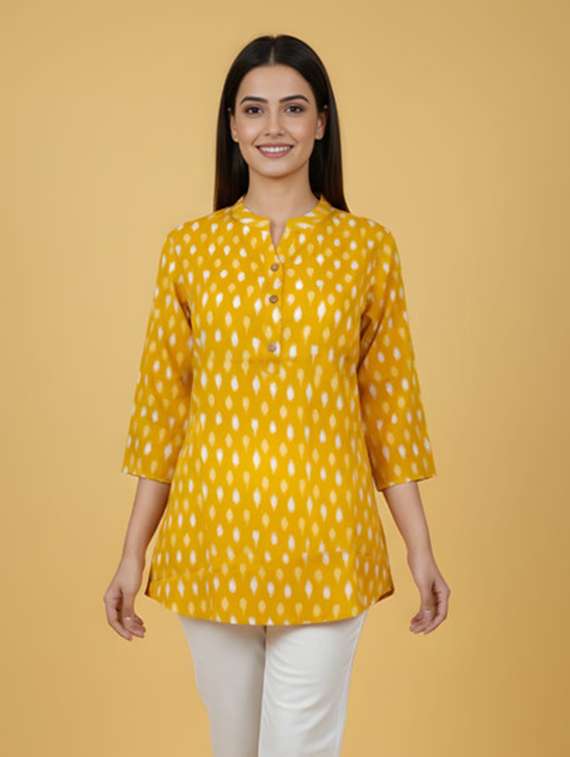 women multi colored cotton a-line kurti