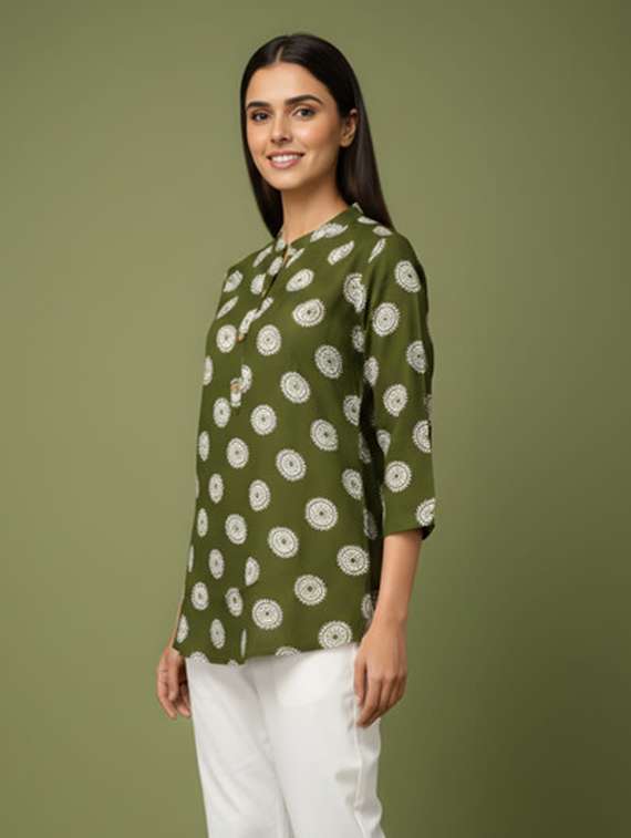 women multi colored cotton a-line kurti