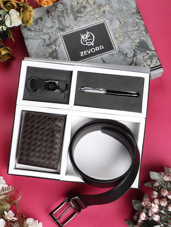 men's 4-in-1 leather gift combo set