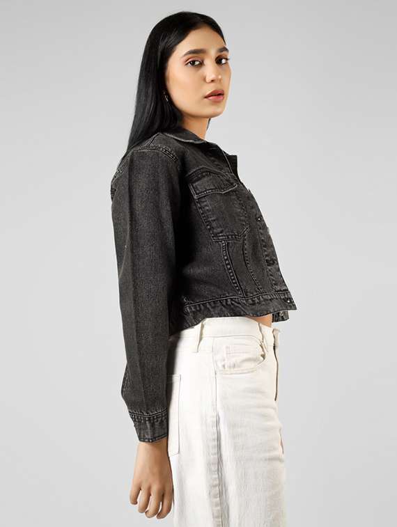 women charcoal denim denim jacket - 22472606 -  Standard Image - 3
