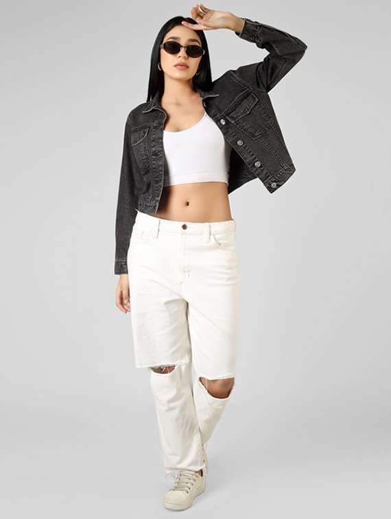 women charcoal denim denim jacket - 22472606 -  Standard Image - 5