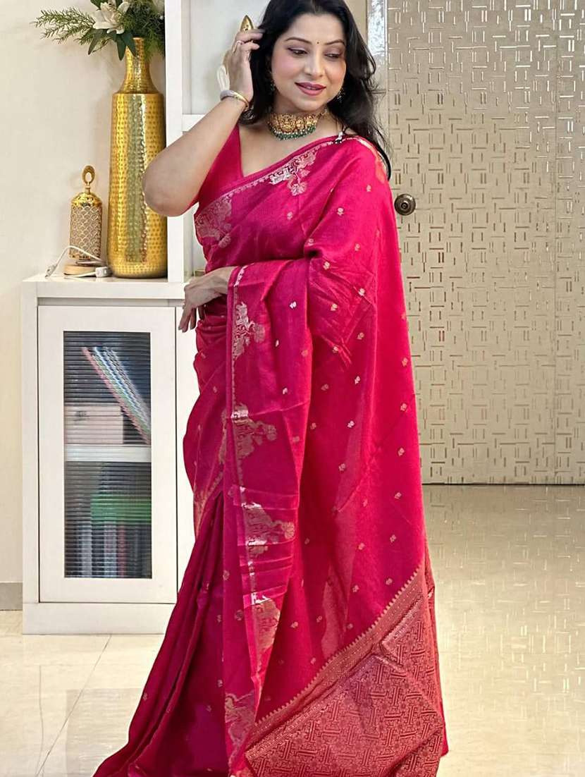 women self design banarasi saree with blouse - 22472622 -  Standard Image - 3